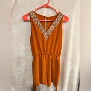 Elegant Orange Sleeveless Romper